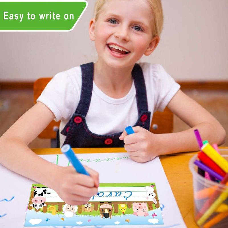 Fancy Land Farm Animal Name Plate Primary Students Back to School Desk Nameplates 36 Pack Classroom Decoration - Image 3